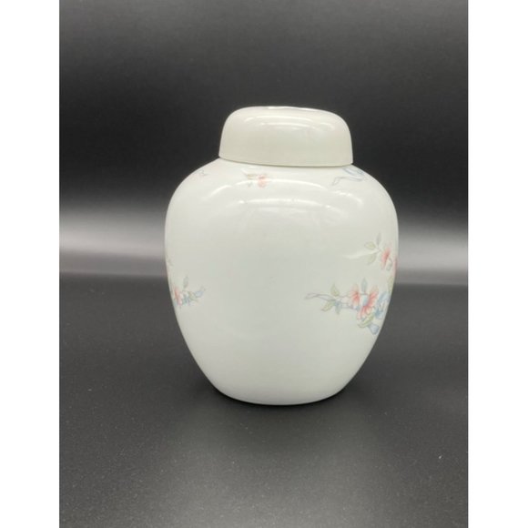 Potpourri Jar Ginger Princess House Exclusive Floral Pink Daisies Blue Bows Vint - Picture 4 of 9